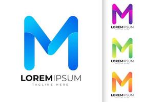 bokstaven m logotyp designmall. kreativ modern trendig typografi och färgglad gradient vektor