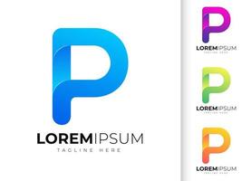 bokstaven p logotyp formgivningsmall. kreativ modern trendig p typografi och färgglad gradient vektor