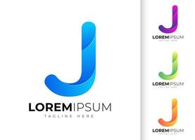 bokstaven j logotyp designmall. kreativ modern trendig j typografi och färgglad gradient vektor