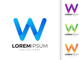 bokstav w logotyp formgivningsmall. kreativt modernt trendigt med typografi och färgglad gradient vektor