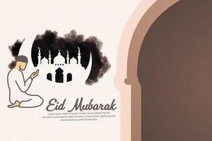 eid mubarak hälsningar för eid al adha och al fitar, vektorillustration vektor