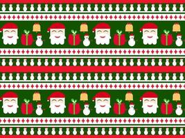 julkort. rolig tecknad jultomte med enorm röd väska med presenter. handritad text - jultomten kommer till stan. röd tomtehatt. för jul och nyår affischer, presentetiketter och etiketter vektor