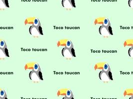 toco toucan zeichentrickfigur nahtloses muster auf grünem hintergrund. pixel-stil vektor