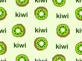 kiwi seriefigur seamless mönster på grön background.pixel stil vektor