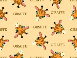 nahtloses muster der giraffenzeichentrickfigur auf gelbem hintergrund. pixelart vektor