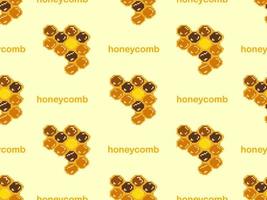 nahtloses muster der honigbienenzeichentrickfilm-figur auf gelbem hintergrund. pixelart vektor