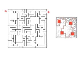 quadratisches Labyrinth mit Antwort. Spiel für Kinder. Puzzle für Kinder. Labyrinth Rätsel. den richtigen Weg finden. vektor