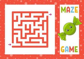 quadratisches Labyrinth. Spiel für Kinder. Puzzle für Kinder. glücklicher Charakter. Labyrinth Rätsel. Farbe-Vektor-Illustration. den richtigen Weg finden. isolierte Vektor-Illustration. Cartoon-Stil.