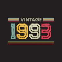 1993 Vintage Retro-T-Shirt-Design, Vektor, schwarzer Hintergrund vektor