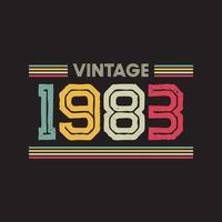 1983 Vintage Retro-T-Shirt-Design, Vektor, schwarzer Hintergrund vektor