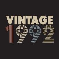 1992 Vintage Retro-T-Shirt-Design, Vektor, schwarzer Hintergrund vektor