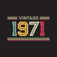 1971 Vintage Retro-T-Shirt-Design, Vektor, schwarzer Hintergrund vektor