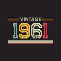 1961 vintage retro t-shirt design, vektor, svart bakgrund vektor