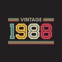 1988 Vintage Retro-T-Shirt-Design, Vektor, schwarzer Hintergrund vektor