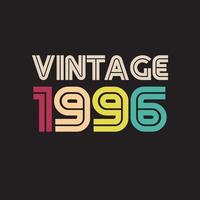 1996 Vintage Retro-T-Shirt-Design, Vektor, schwarzer Hintergrund vektor