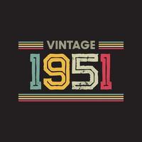 1951 Vintage Retro-T-Shirt-Design, Vektor, schwarzer Hintergrund vektor