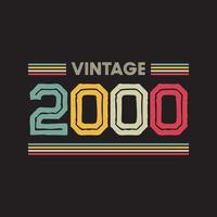 2000 Vintage Retro-T-Shirt-Design, Vektor, schwarzer Hintergrund vektor