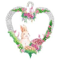 schöner Herzblumenkranz, Blumenrahmen. Vektor-Illustration.