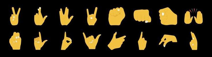 Hand-Emoji-Icon-Set. Hände Gesten. Hand-Emoticons