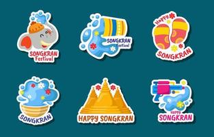 fröhlicher Songkran-Festival-Aufkleber vektor