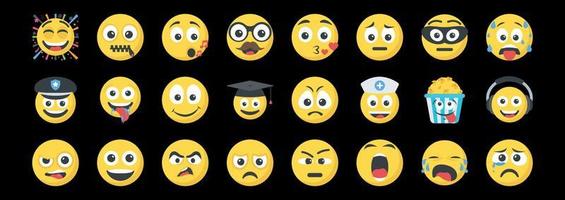 große reihe von emoticon-lächeln-symbolen. Cartoon-Emoji-Set. vektor