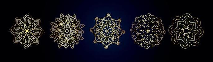 Mandala-Vektor-Design-Element. goldene runde Ornamente. dekoratives Blumenmuster. stilisiertes florales Chakra-Symbol für Meditationsyoga-Logo. komplexer Flourish-Webmedaillon-Vektor