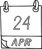 Kalenderhand im Doodle-Stil gezeichnet. 24. april. internationaler tag des multilateralismus und der diplomatie für den frieden, datum. Symbol, Aufkleberelement für Design. Planung, Geschäft, Urlaub vektor
