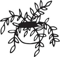 Blume in einem Topf handgezeichnet im Doodle-Stil. einzelnes Element für Designikone, Aufkleber, Plakat, Karte. , skandinavisch, hygge, monochrom, pflanze, inneres gemütliches zuhause