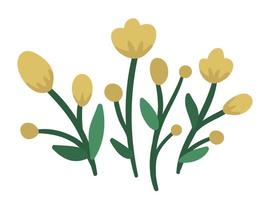 Vektor-Illustration von gelben Blumenarrangements. Blumenstrauß aus Zierpflanzen für den Garten. Sammlung schöner Frühlings- und Sommerkräuter und -blumen. vektor
