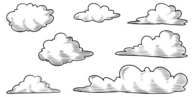 Doodle-Set von handgezeichneten Wolken, die für das Konzeptdesign isoliert wurden. Vektor-Illustration. vektor