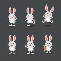 niedlicher kaninchen-cartoon-satz vektor