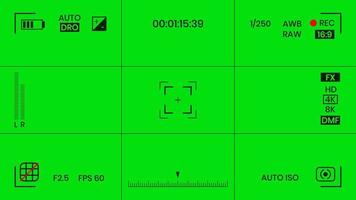 grün gefärbte Chroma-Key-Kamera Rec-Rahmen Sucher-Overlay-Hintergrundbildschirm flache Design-Vektorillustration. chroma key vfx bildschirm kamera overlay abstraktes hintergrundkonzept für videomaterial