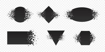 Form Explosion gebrochen und zerschmettert Flat Style Design Vector Illustration Set.