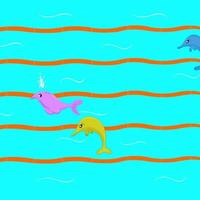 tecknad fisk simmar abstrakt bakgrund vektorillustration vektor