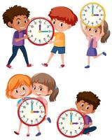 Kinder und Zeit auf weißem Hintergrund vektor