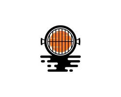 Kochpfanne im Logo der Sonnenuntergangslandschaft vektor