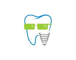 roliga tänder och implantat använder ett grönt glasögon vektor
