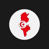 tunisien karta silhuett med flagga på vit bakgrund vektor