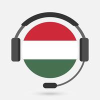 Ungerns flagga med hörlurar. vektor illustration. ungerska språket.