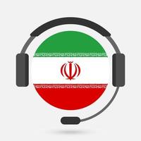 Iran-Flagge mit Kopfhörern. Vektor-Illustration. Persische Sprache. vektor