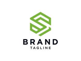 abstraktes anfangsbuchstabe-s-logo. grüne geometrische Linie Origami-Stil isoliert auf weißem Hintergrund. verwendbar für Geschäfts- und Markenlogos. flaches Vektor-Logo-Design-Vorlagenelement. vektor