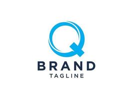 abstrakt första bokstaven q logotyp. blå form med linje isolerad på vit bakgrund. användbar för företags- och tekniklogotyper. platt vektor logotyp designmall element.