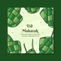 eid mubarak illustration med ketupat koncept. handritad och platt stil vektor
