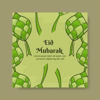 eid mubarak illustration mit ketupat-konzept. handgezeichneter und flacher Stil vektor