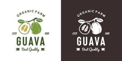 Vintage Guava-Obst-Logo-Illustration geeignet für Obstladen und Obstbauernhof vektor