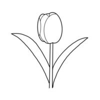tulpenblume pflanze handgezeichnete organische linie gekritzel vektor