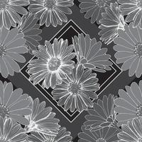 Schwarz-Weiß-Vektor nahtloses Muster mit handgezeichneten Gänseblümchen. Alle Elemente sind zur einfacheren Bearbeitung gruppiert und isoliert. Vektor-Illustration. vektor