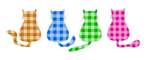 gingham katt bakom silhuetter vektor