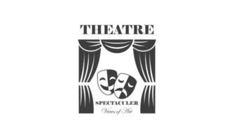 maskentheaterdrama, theater, gesichtslogo vektor