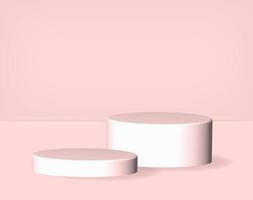 Podium mit geometrischer Form auf rosa Hintergrund für Kopierraum, abstraktes minimales Studio-3D-Objekt, einfacher Mockup-Raum, Produktdesign-Vitrinensockel, Vektorillustration vektor